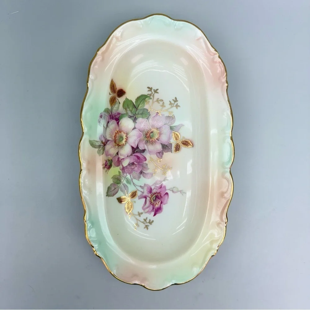 Vintage Schumann Arzberg Germany  Wild Rose Pattern Handpainted Porcelain Dish